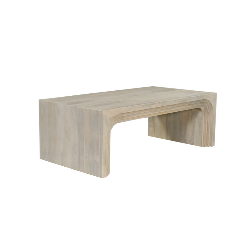 Table basse 51 "à double caisson en bois massif blanc
