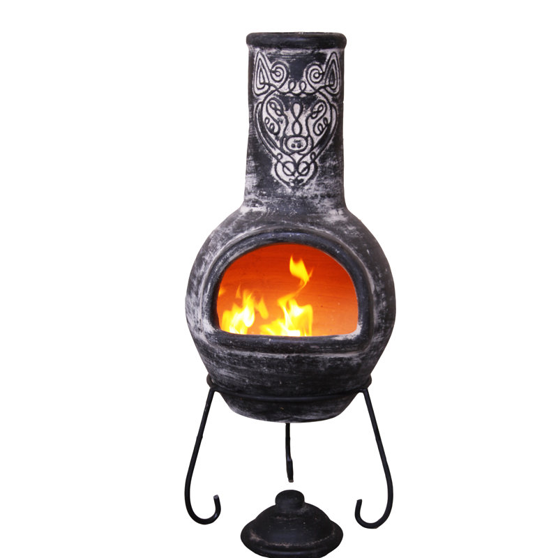 Wulfryc Column Clay Smokeless Chimnea, Black