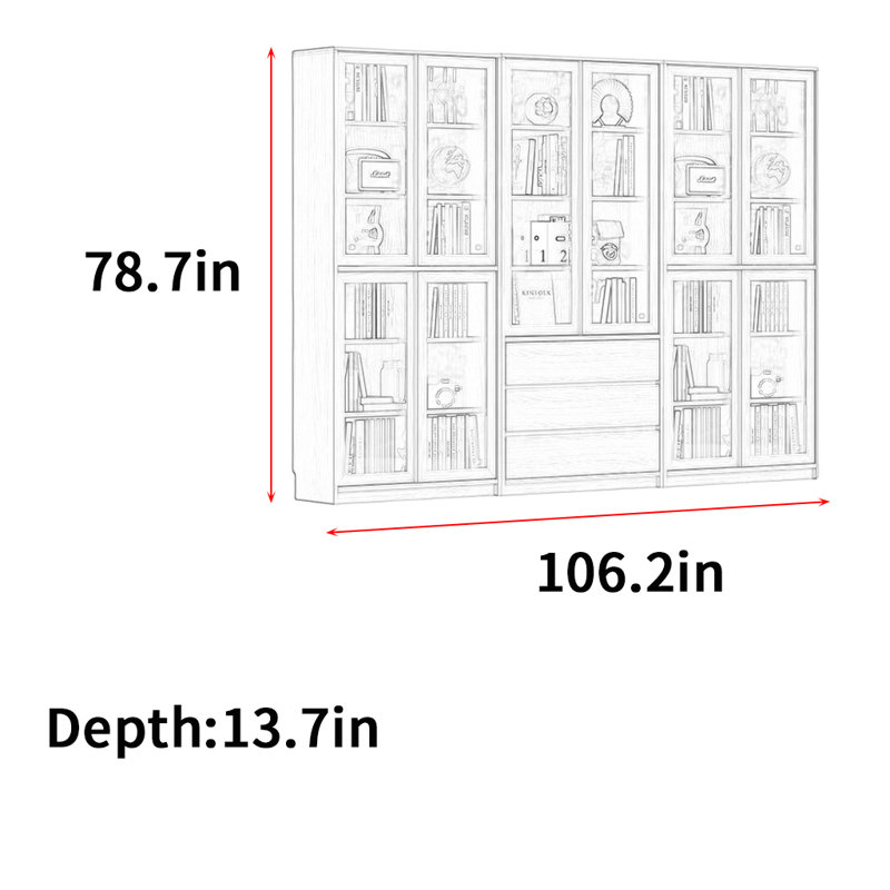 Wlotzka, (5 Shelves) 78.7"H x 106.2"W x 13.7"D