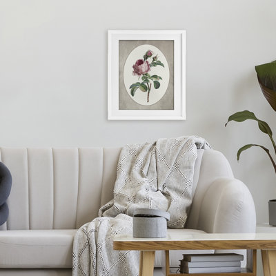 Vintage Rose within Oval Framed Print Under Glass, design by Lettered and Lined