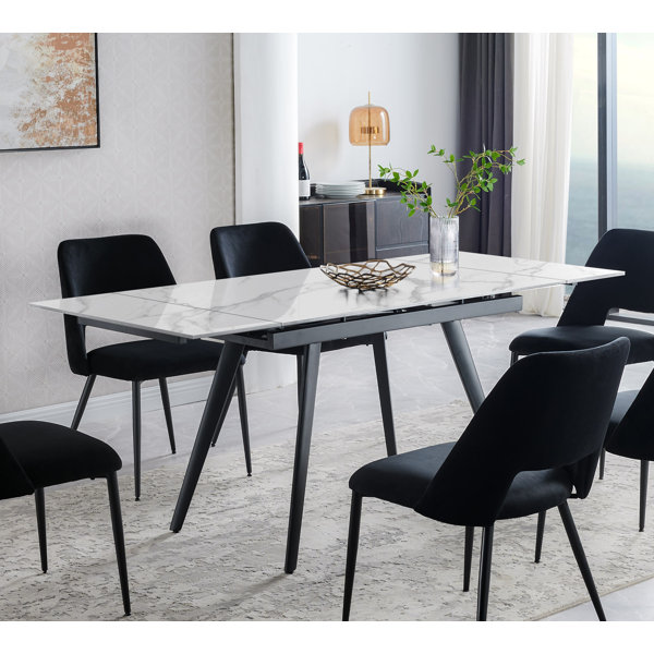 Brayden Studio® Asyra Extendable Marble Dining Table | Wayfair