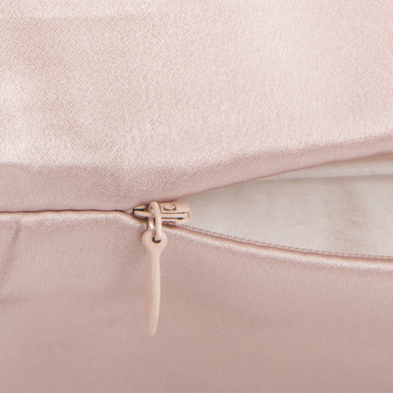Zippered Natural Silk Pillowcase, Queen Pillowcase, Light Pink