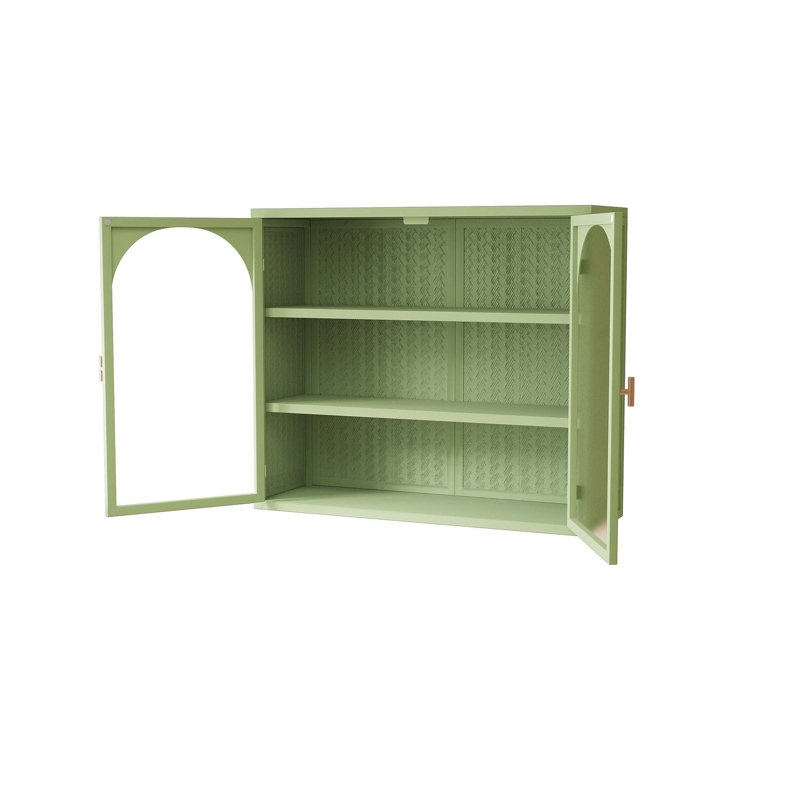Armoire murale moderne à deux portes avec rangement à trois niveaux, Vert