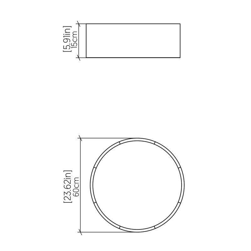 Cilíndrica 1 - Light LED Flush Mount, Imbuia, 5.85" H x 23.4" W x 23.4" D