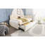 Lit de jour simple escamotable beige, structure en métal, espace, peau, petit lit, beige, matériau de la peau-129627167