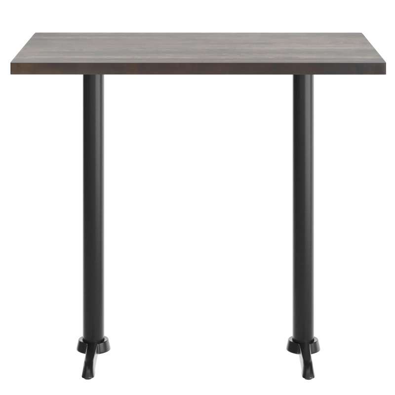 Plateau de table rectangulaire rectangulaire en bois massif avec base en T double barre, H 42 po x L 48 po x l 30 po, Noir