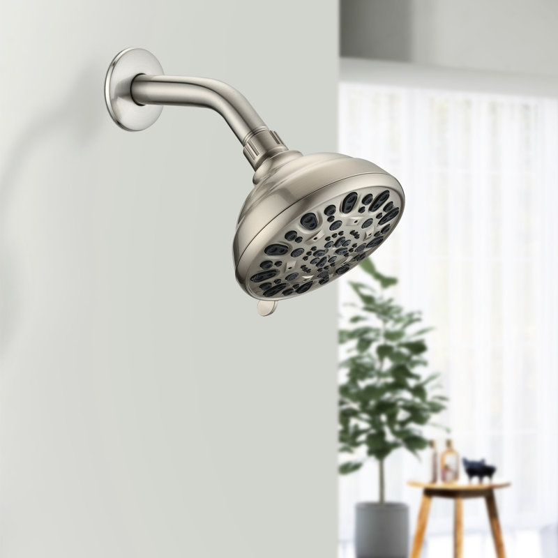 6-Setting High Shower Head In Brushed Nickel - 4.72", Clog, 1.8 Gpm Flow, Convenient Installation Feature 4.72" 6 Adjustable Settings, Rust , Easy To Install