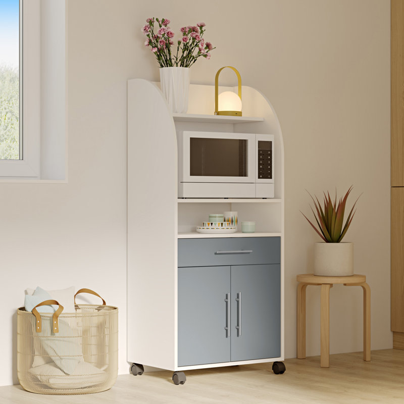 Seyma Wood Kitchen Cart, White/Grey