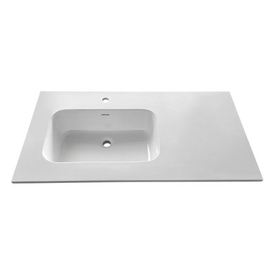 Streamline GT-1216-42 42 in. W x 22 in. D Solid Surface White Rectangular Single Sink Vanity Top in Glossy White