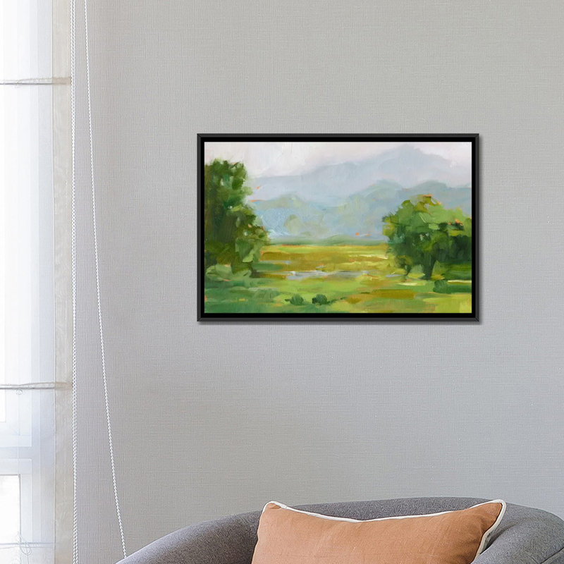 «Mountain Backdrop III», reproduction sur toile, H 18 po x l 26 po x P 1,5 po, Toile avec cadre noir, Pas de tapis