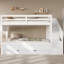 Lit superposé avec lit gigogne, escalier de rangement et garde-robe, parfait pour maximiser l'espace et le rangement dans les chambres d'enfants-997593294