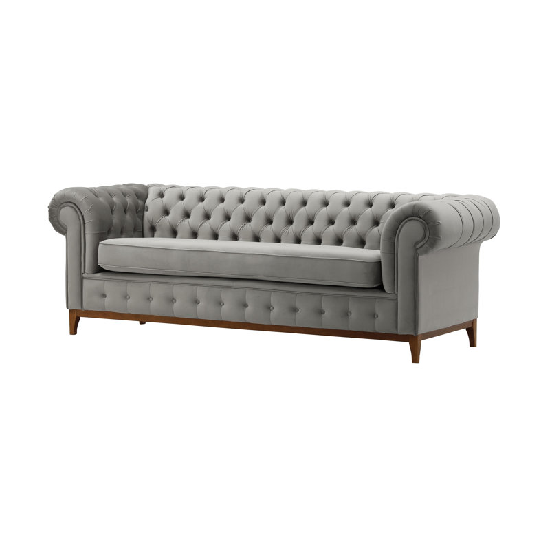 Fryar Velvet Sofa, Silver, Brown, 3