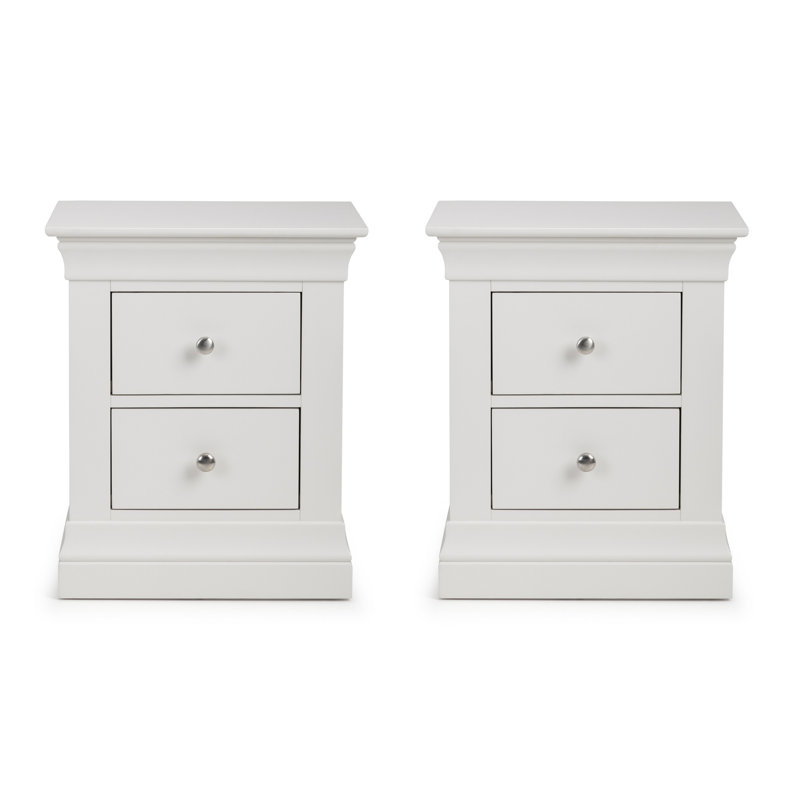 Dial 50cm W Solid Wood Bedside Table, White