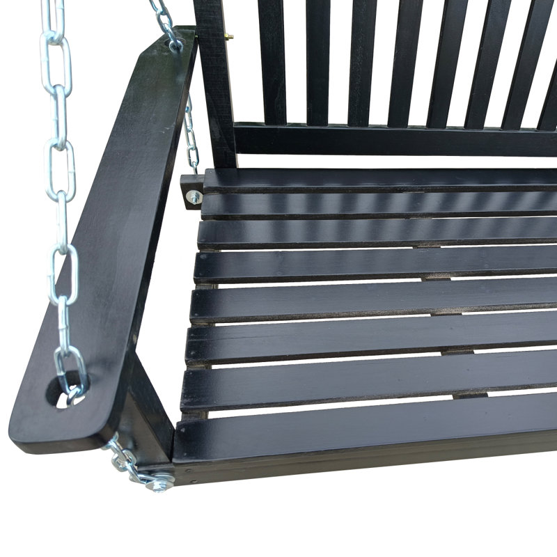 Balancelle avec accoudoirs et chaînes suspendues, Noir