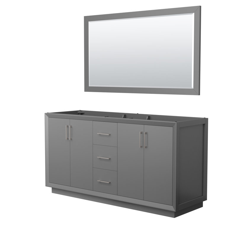 Strada 65.25'' Double Bathroom Vanity Base Only, Dark Gray/Gray