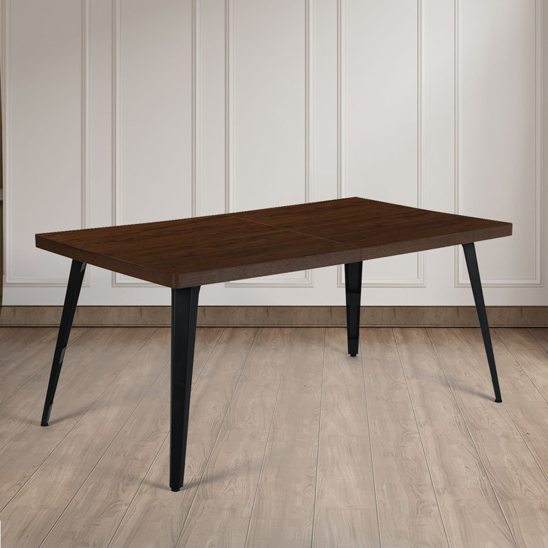 Albury Howington Modern Dining Table for 6 People  with Flat Iron Legs Adjustable Feet Premium Edge Finishes, Brown
