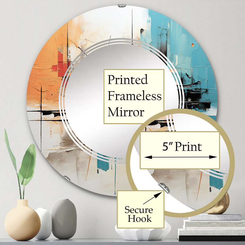 Shermann - Miroir mural moderne rond, 24 po x 24 po