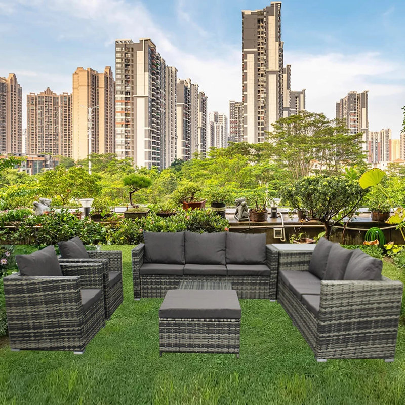 65cm Wide U-Shaped Wicker Patio Sectional Set