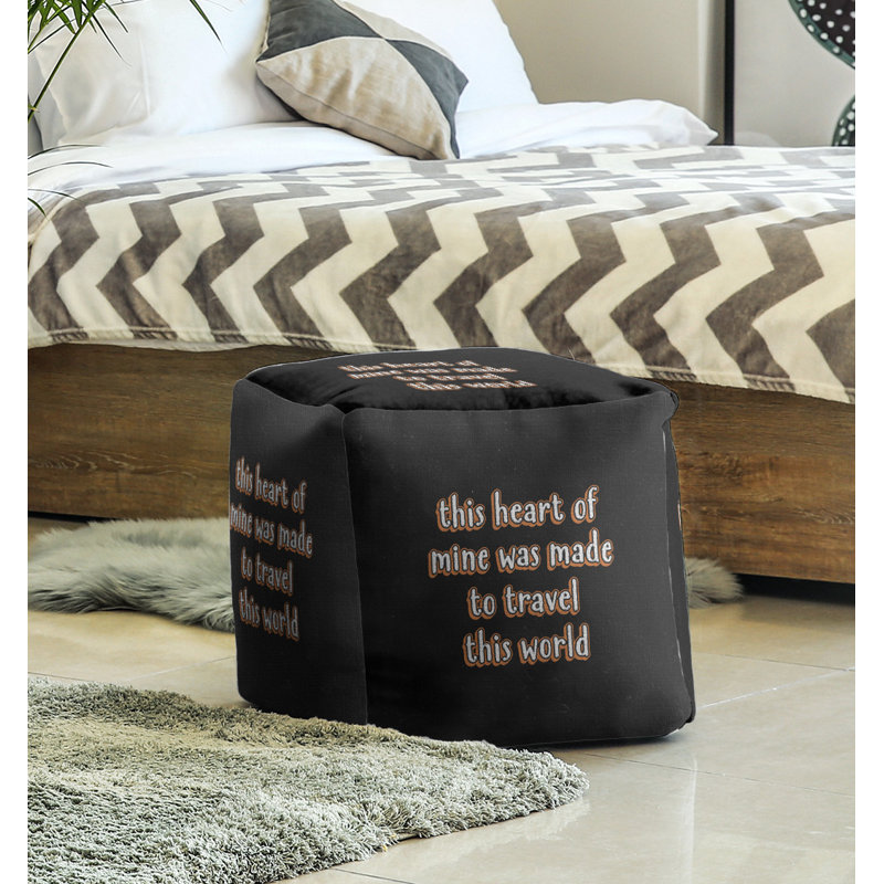 Upholstered Ottoman, Orange