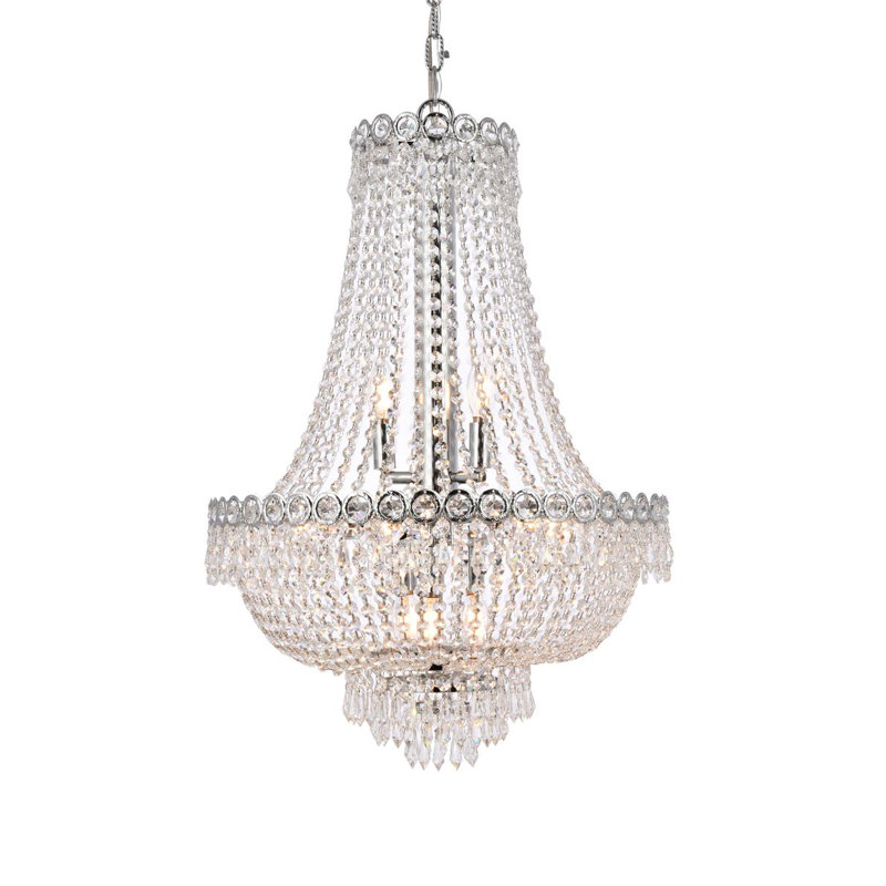 Lustre en chrome 12 lumières Elegant Lighting Century, 20 po / chrome / taille royale