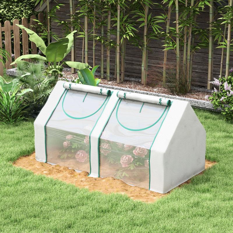 Serre transparente 6 pi x 3 pi, acier, 2 couvertures en PE / plastique, fenêtres pour utilisation dans une serre portative de jardin 3 pi, transparent, housses et multi-usages