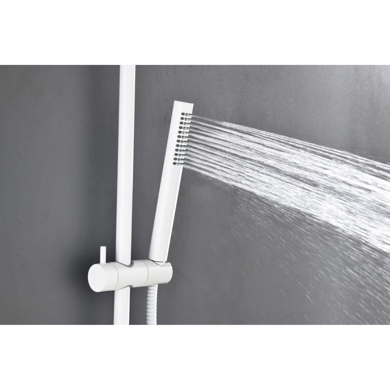 Shower Slide Bar Grab Rail With Handheld Head & 69" Hose - Modern Design Element Stainless Steel Spray And Advanced