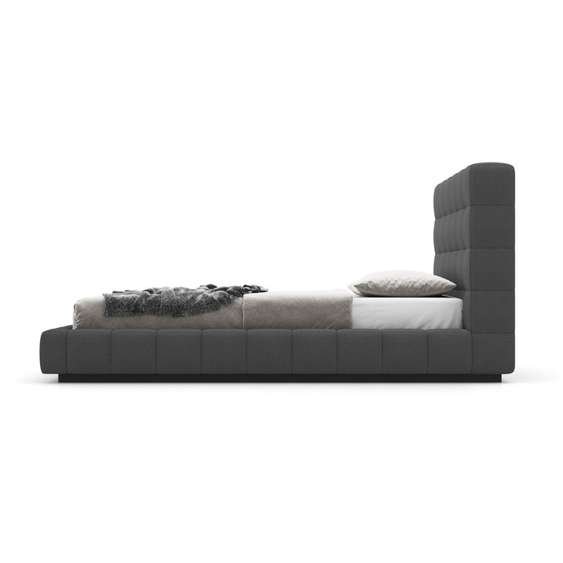 Thompson Upholstered Wingback Bed, Carbon Gray, King