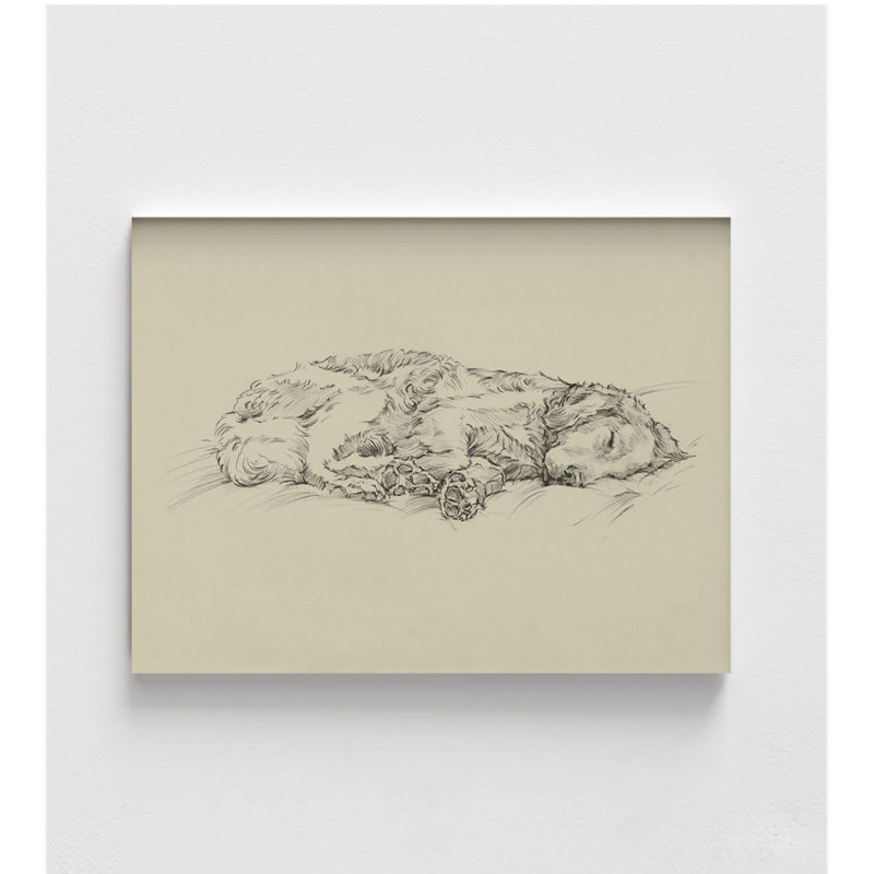 Sleeping Dog Drawing Print, Framed Doggo Wall Art, Cute Pet Print, Dog Owner Gift Print, Animal Drawing Print, Framed Wall Art