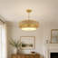 Plafonnier semi-encastré en rotin tressé et lin de 45 cm (17,7 pouces), style bohème moderne, lampe à tambour