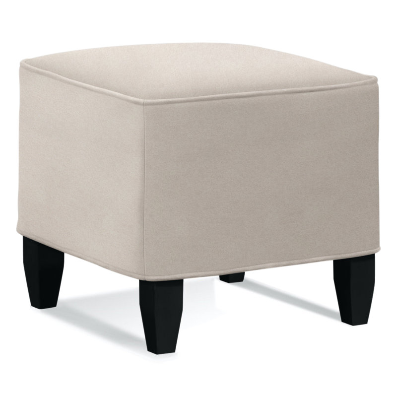 Brooklyn Square Ottoman, Elite Dove Linen, Black