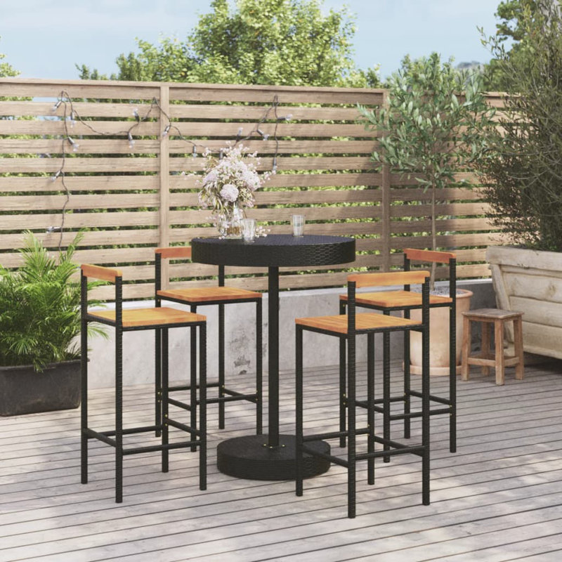 Bar Set with Stools, Black
