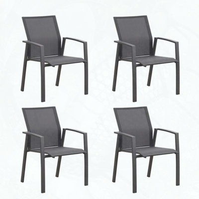 Ensemble de 4 chaises de patio empilables en aluminium entièrement assemblées