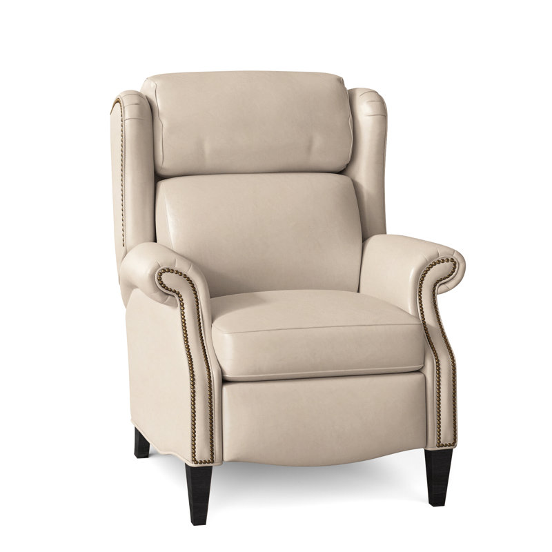 Fauteuil inclinable en similicuir Miller, Naturel français, Plantation, Cuir véritable gris clair délavé Aline