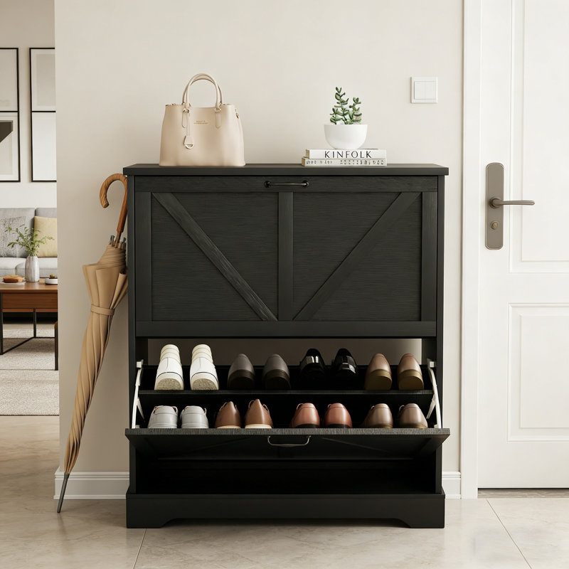 Premium Wooden Shoe Cabinet For Home, Black