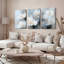 Ensemble de 3 tableaux abstraits floraux blancs sur toile tendue, pour la décoration du salon-1926532038