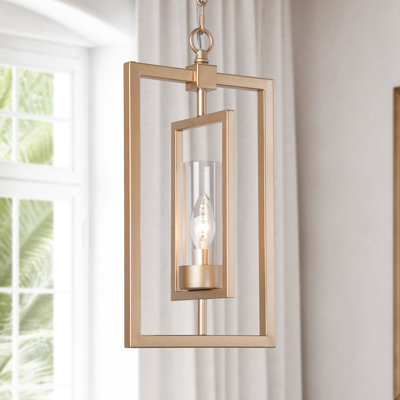Labonte 1-Light Dimmable Gold Rectangle Pendant Light