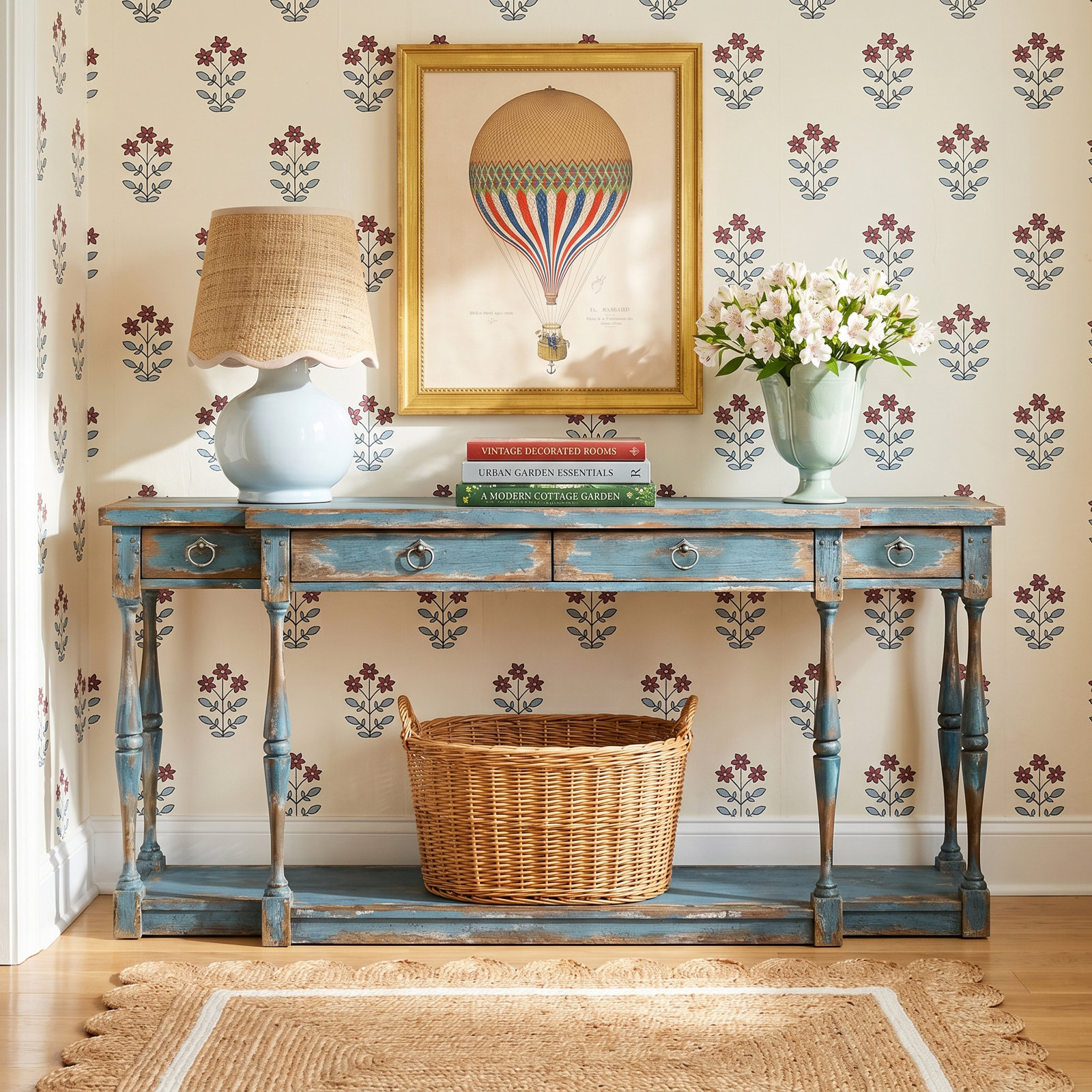 Sanctuary 72" Console Table, Antique Steel Blue