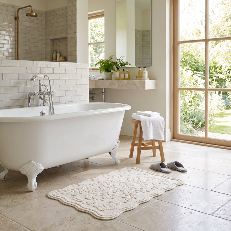100% Cotton Bath Mat, Cream