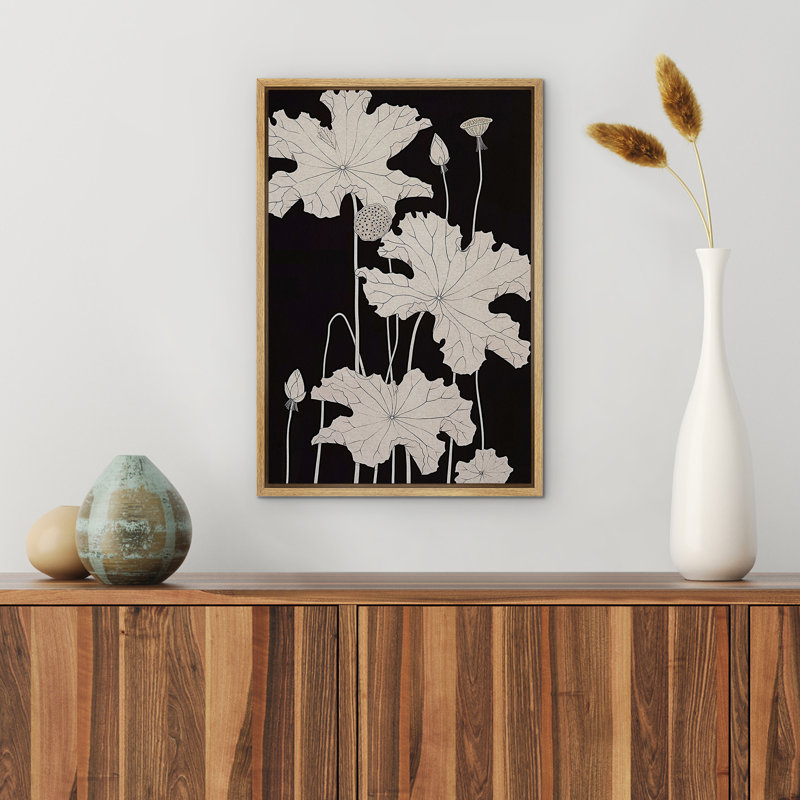 Impression sur toile encadrée de chambre à coucher noire et blanche, H 36 po x l 24 po, Naturel