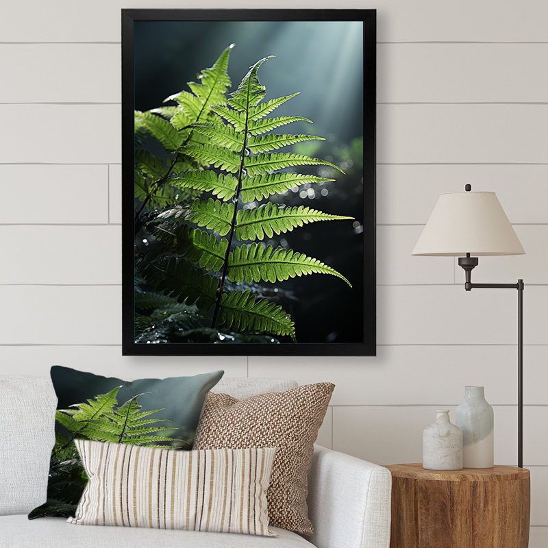 Fougères du pays des merveilles dans le monde vert, Cadre simple noir, H 32 po x l 16 po x P 1 po