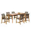 Ensemble de salle à manger 7 pièces pour l'extérieur avec table en bois d'acacia à lattes de 72 po et 6 chaises en rotin PE, finition moka / teck