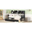 Lit de jour, support en lattes de bois, avec tablettes de chevet et deux tiroirs-2063754294