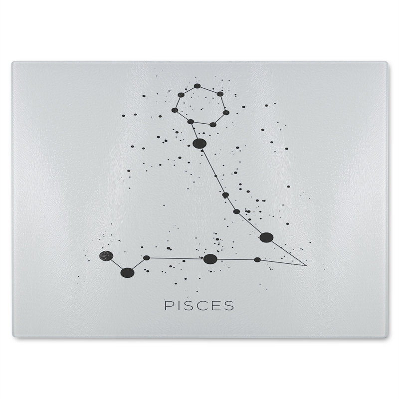 Star Constellation Zodiac Pisces Dining Glass Chopping Board, 40cm L x 28cm W