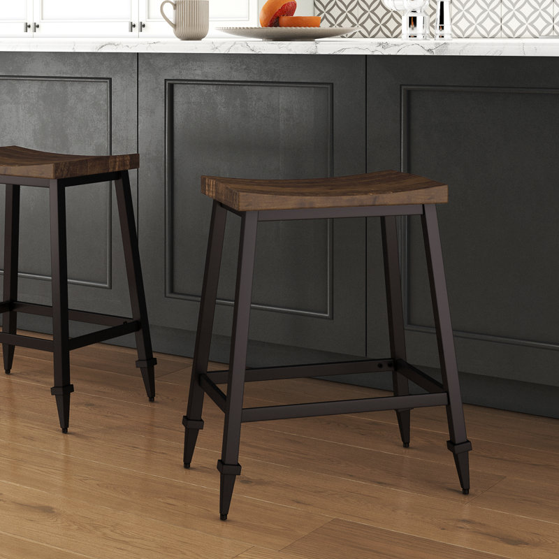 Clifford Upholstered Pine Counter Stool with Steel Frame
