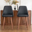 Tabouret de bar moderne en similicuir avec dossier et pieds en bois, chaise de bar rembourrée à hauteur de comptoir pour îlot de cuisine-1195408886
