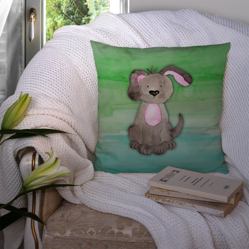 Coussin intérieur/extérieur en aquarelle pour chien, 14 po x 14 po