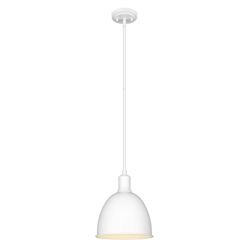 Waldon 1-Light Dimmable Single Pendant , Satin White, 10" H x 8.25" W