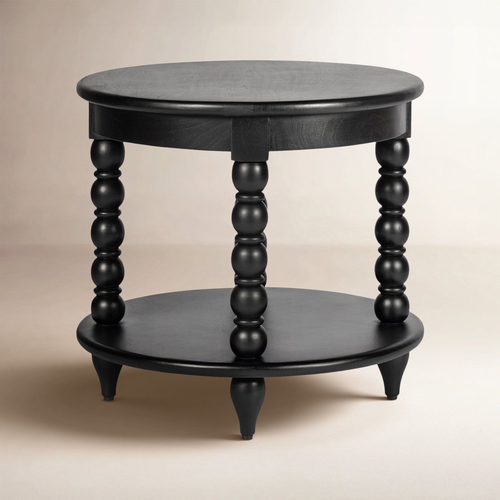 Isabel Acacia End Table, Black, 24" H x 22"W x  24" D