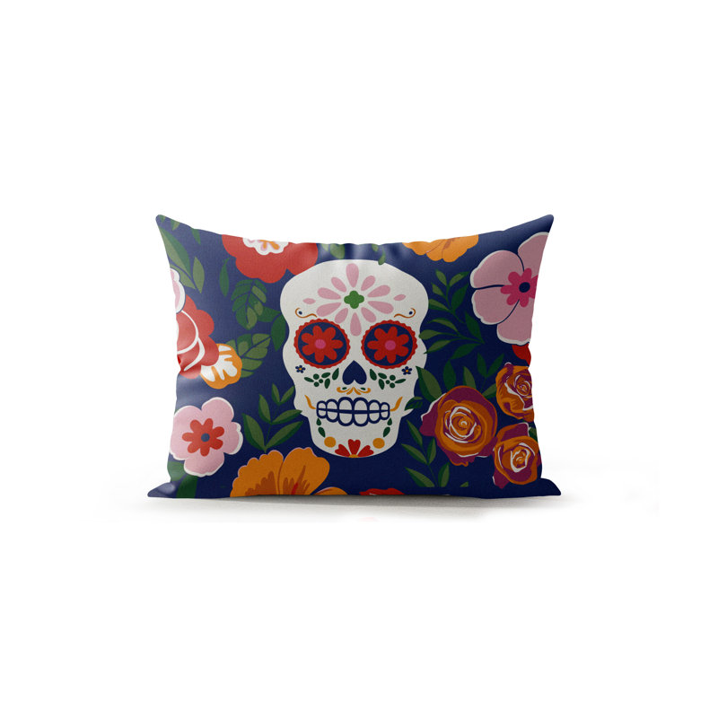 Lupe Microsuede Lumbar Throw Pillow, Navy Blue/Red/Pink/Green/Orange