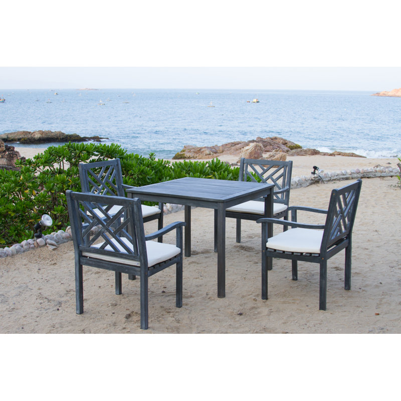Outdoor Eusden 4 Seater Dining Set with Cushions, Ash Grey/Ecru
